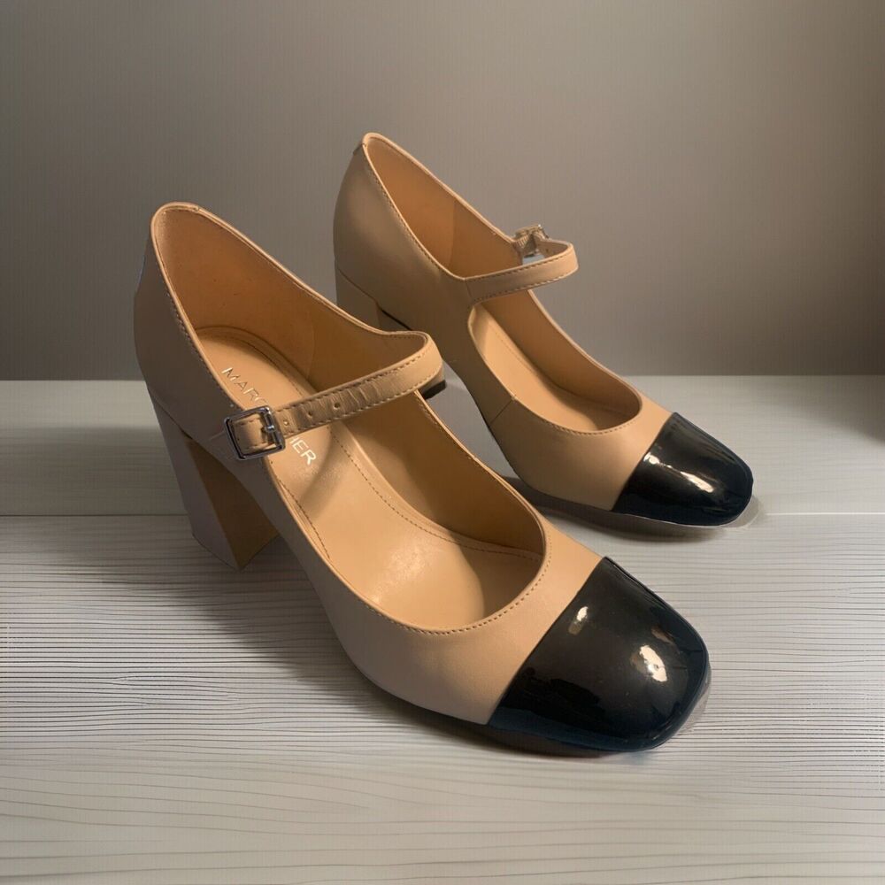 Marc Fisher Black and Tan Mary Jane Heels